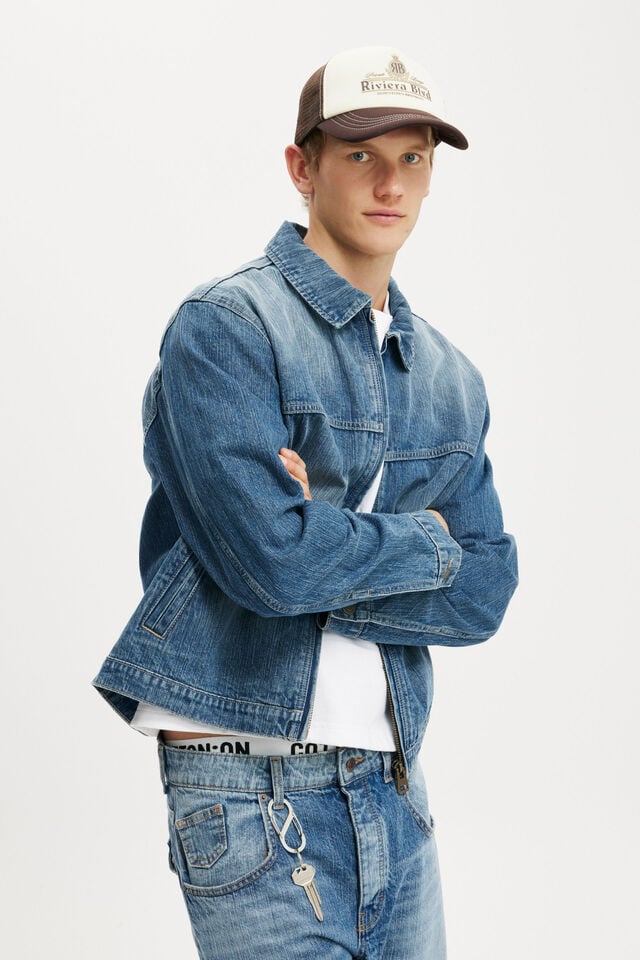 Cotton On Cropped Denim Jacket Muse Blue