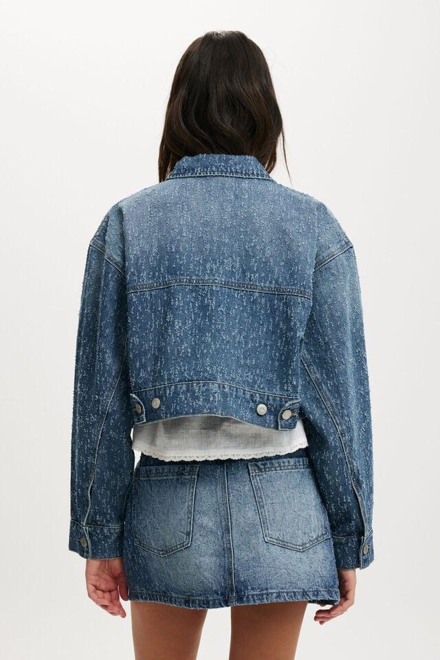 Cotton On Cropped Denim Jacket Rail Blue Texture
