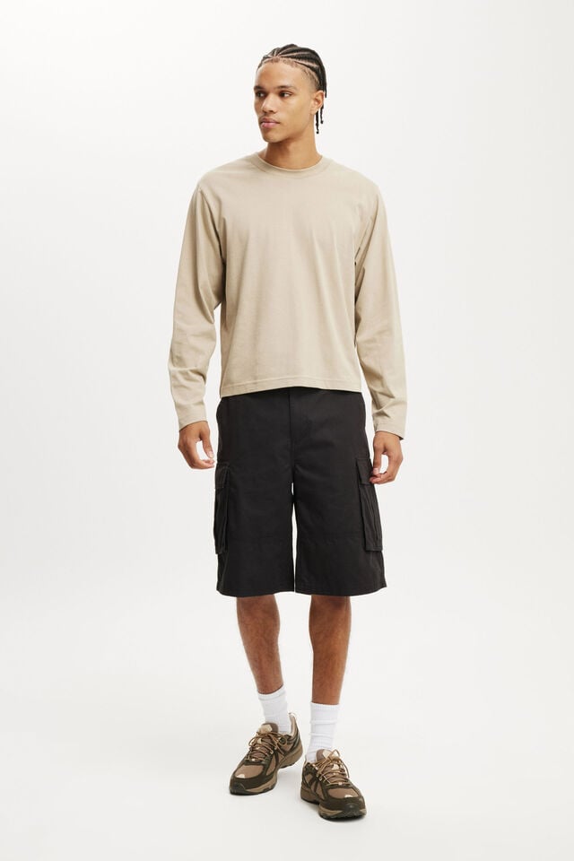 Cotton On Cropped Fit Long Sleeve Gravel Stone