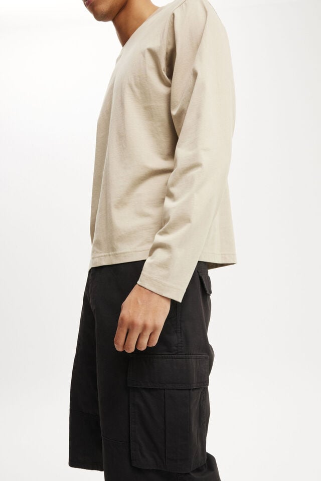 Cotton On Cropped Fit Long Sleeve Gravel Stone