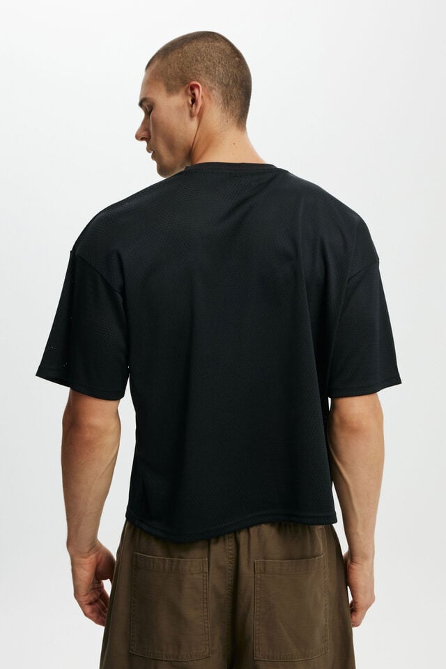 Cotton On Cropped Fit Mesh T-Shirt Black