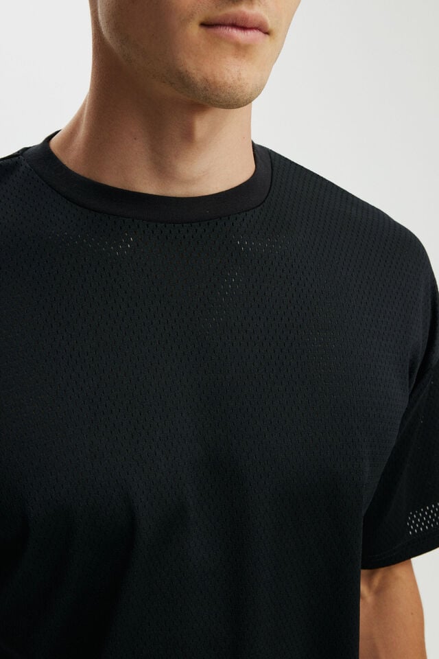 Cotton On Cropped Fit Mesh T-Shirt Black