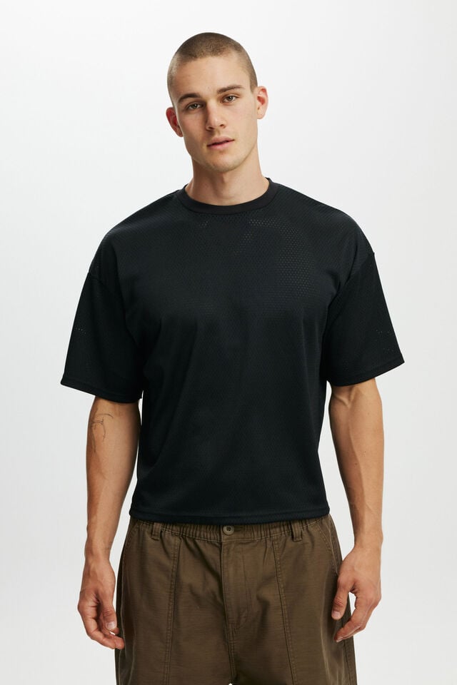 cotton on Cropped Fit Mesh T-Shirt black