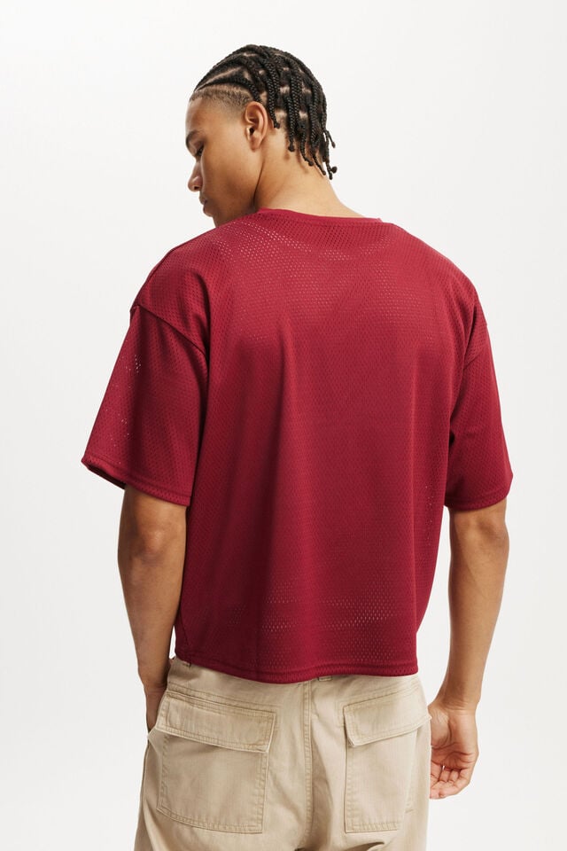 Cotton On Cropped Fit Mesh T-Shirt Crimson
