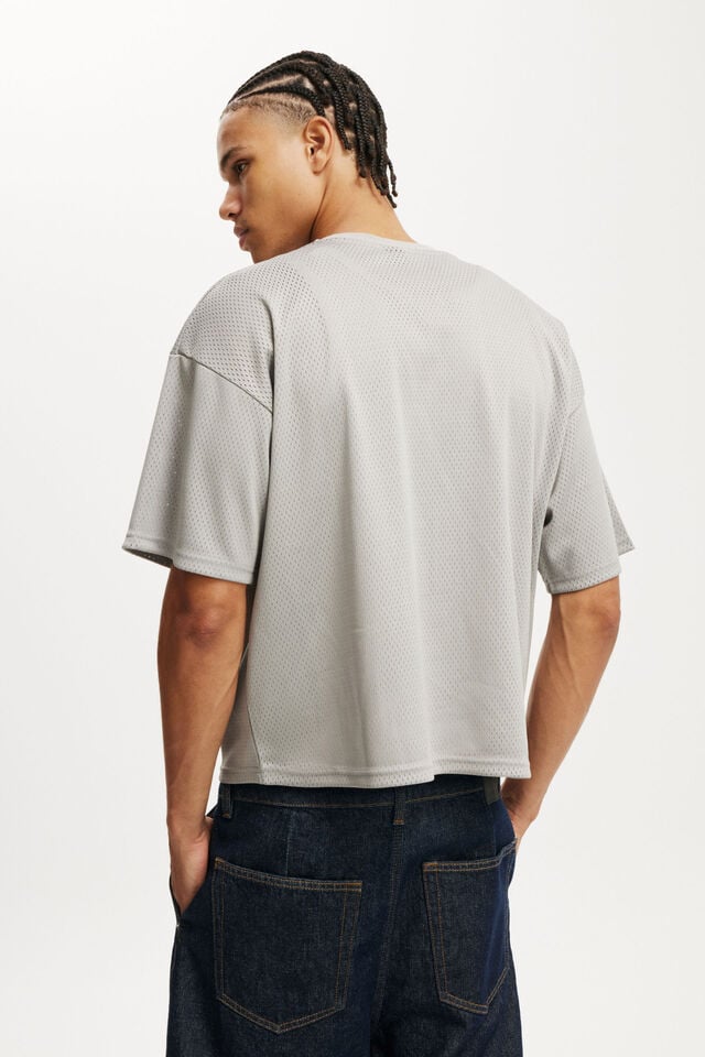 Cotton On Cropped Fit Mesh T-Shirt Overcast Grey