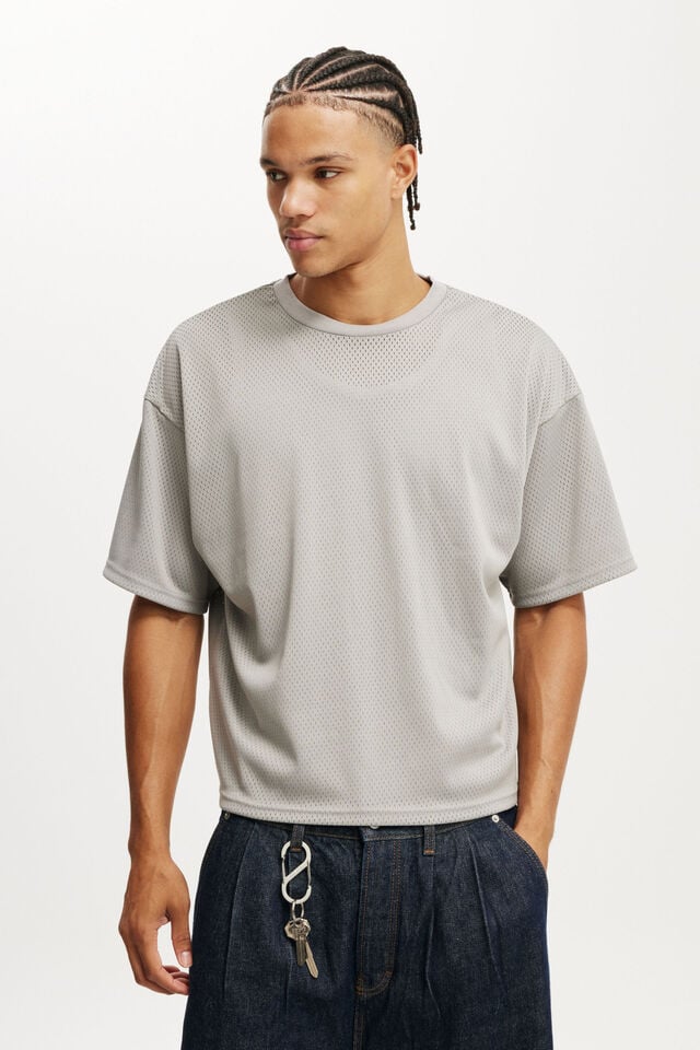 cotton on Cropped Fit Mesh T-Shirt overcast grey
