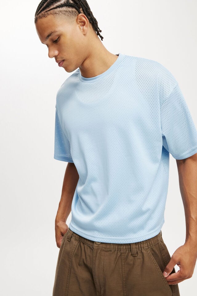 Cotton On Cropped Fit Mesh T-Shirt Pearl Blue