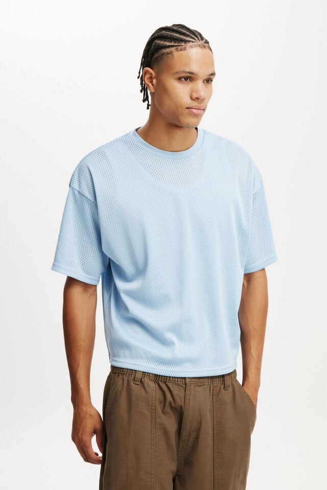 Cotton On Cropped Fit Mesh T-Shirt Pearl Blue