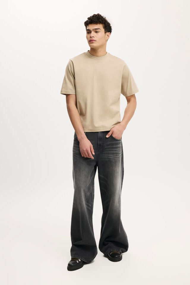 Cotton On Cropped Fit T-Shirt Gravel Stone