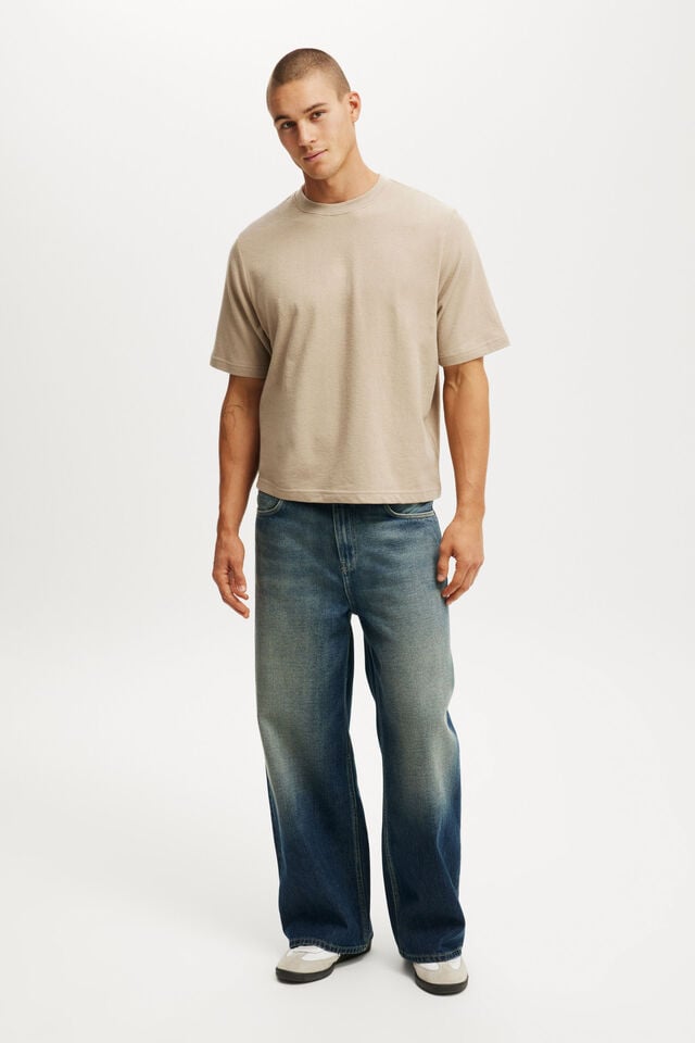 Cotton On Cropped Fit T-Shirt Gravel Stone Terry