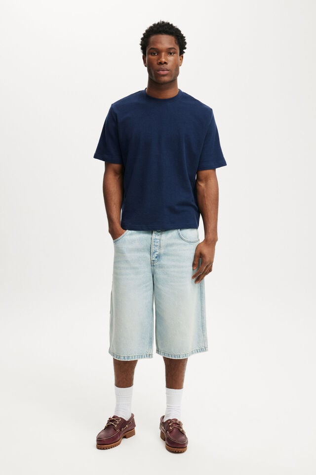 Cotton On Cropped Fit T-Shirt Indigo Terry