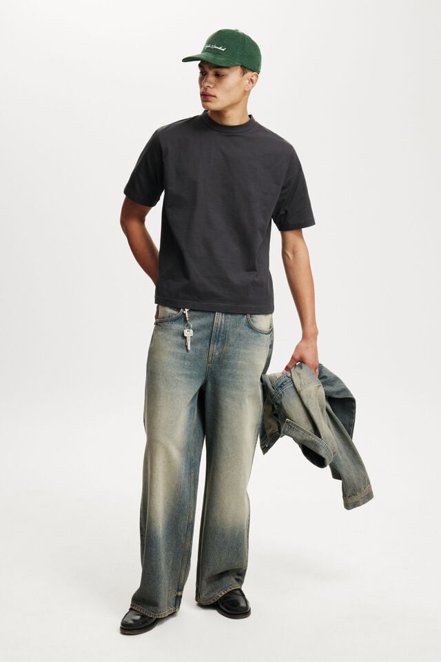 Cotton On Cropped Fit T-Shirt Washed Black