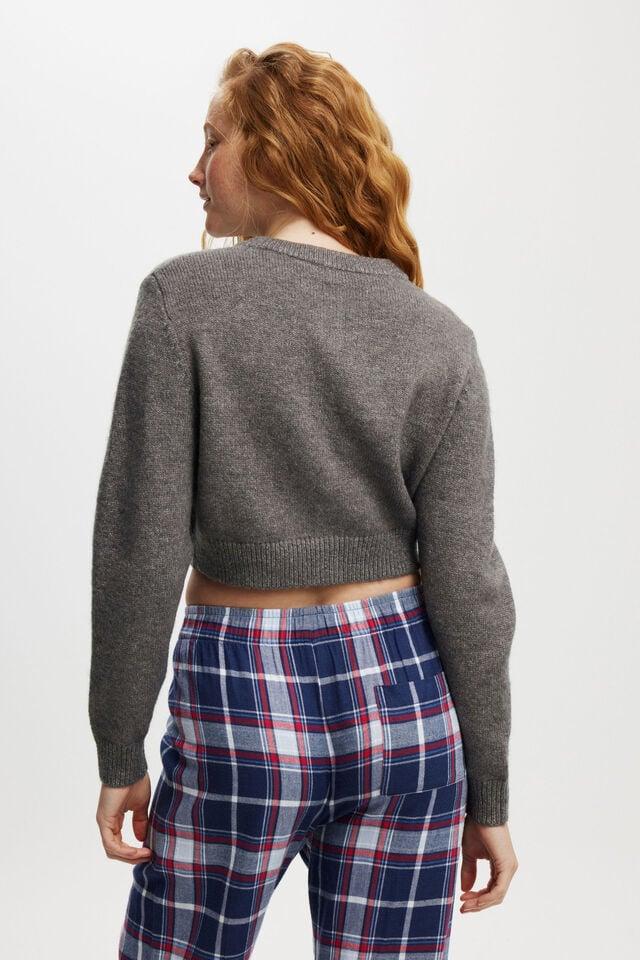 Cotton On Cropped Knit Cardigan Charcoal