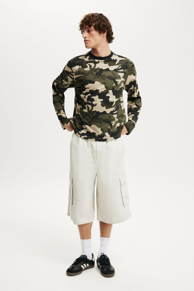 Cotton On Cropped Long Sleeve T-Shirt Forest Camo