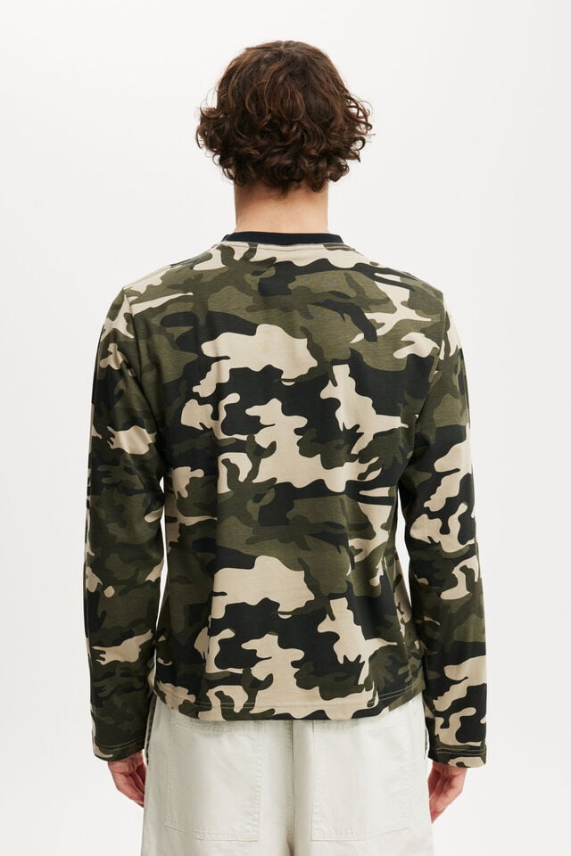 Cotton On Cropped Long Sleeve T-Shirt Forest Camo