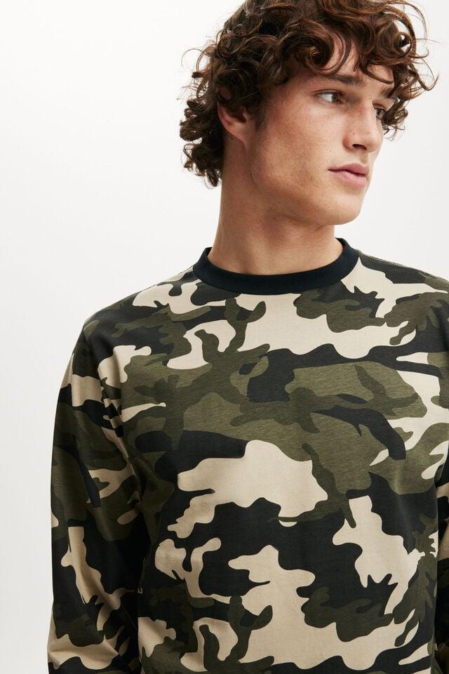 Cotton On Cropped Long Sleeve T-Shirt Forest Camo