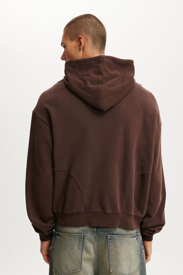Cotton On Cropped Zip Up Hoodie Dark Oak