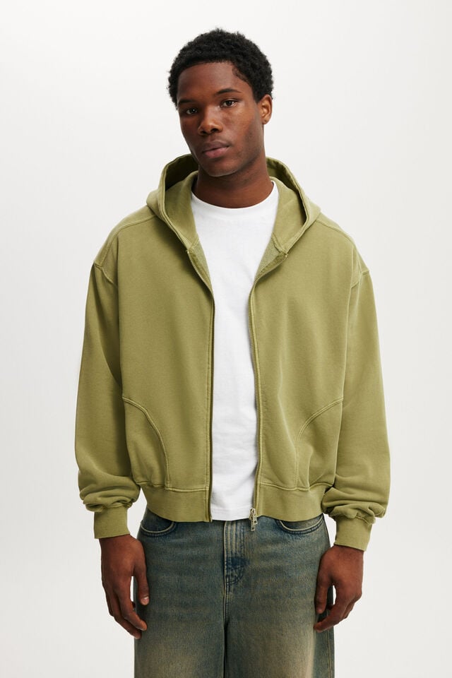 cotton on Cropped Zip Up Hoodie grass green