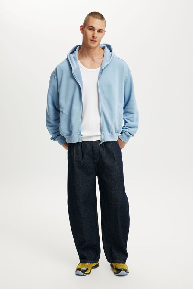 Cotton On Cropped Zip Up Hoodie Pearl Blue