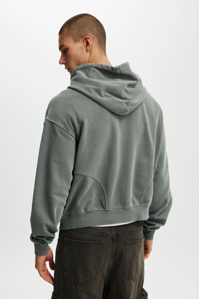 Cotton On Cropped Zip Up Hoodie Slate Stone