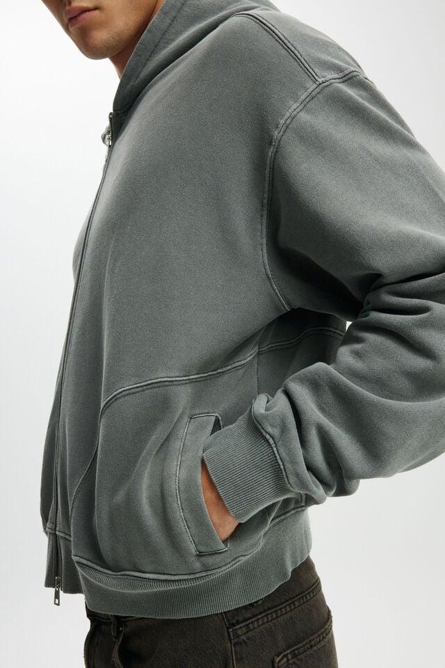 Cotton On Cropped Zip Up Hoodie Slate Stone