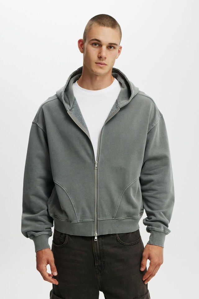 cotton on Cropped Zip Up Hoodie slate stone