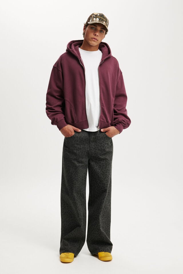 Cotton On Cropped Zip Up Hoodie Velvet Plum