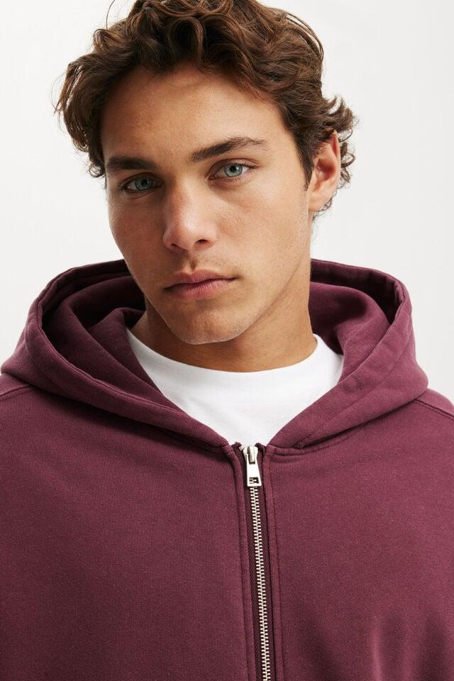 Cotton On Cropped Zip Up Hoodie Velvet Plum
