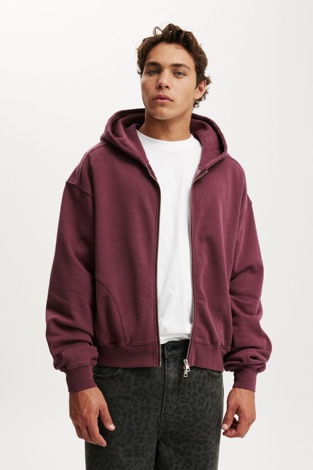 cotton on Cropped Zip Up Hoodie velvet plum