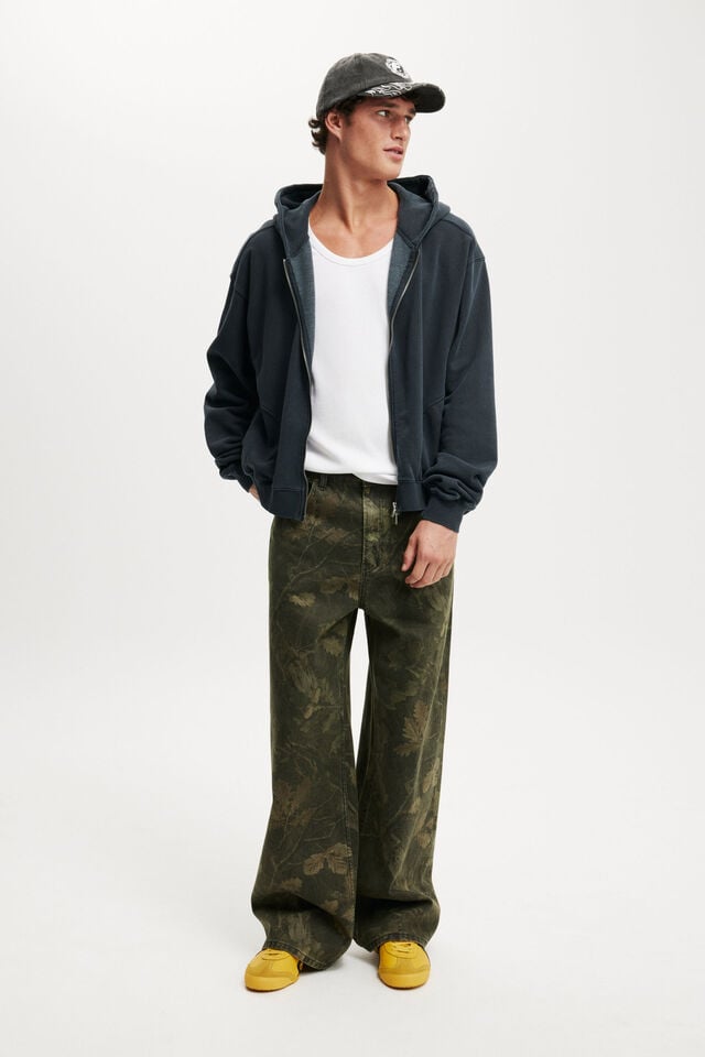 Cotton On Cropped Zip Up Hoodie Washed Black