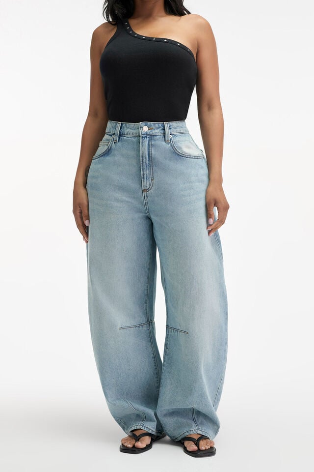 Cotton On Curvy Barrel Jean Rush Blue