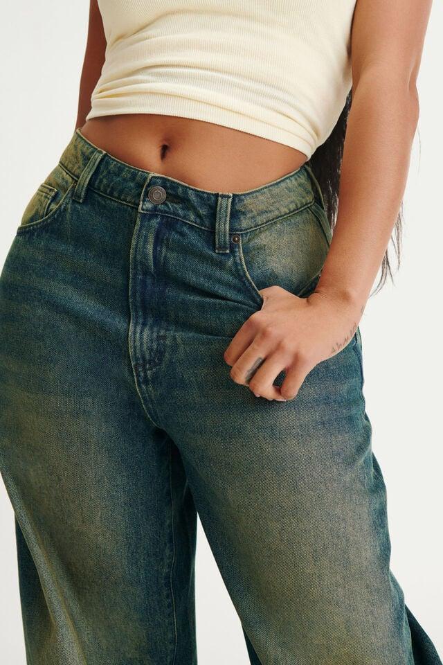 Cotton On Curvy Barrel Jean Y2k Washed Blue