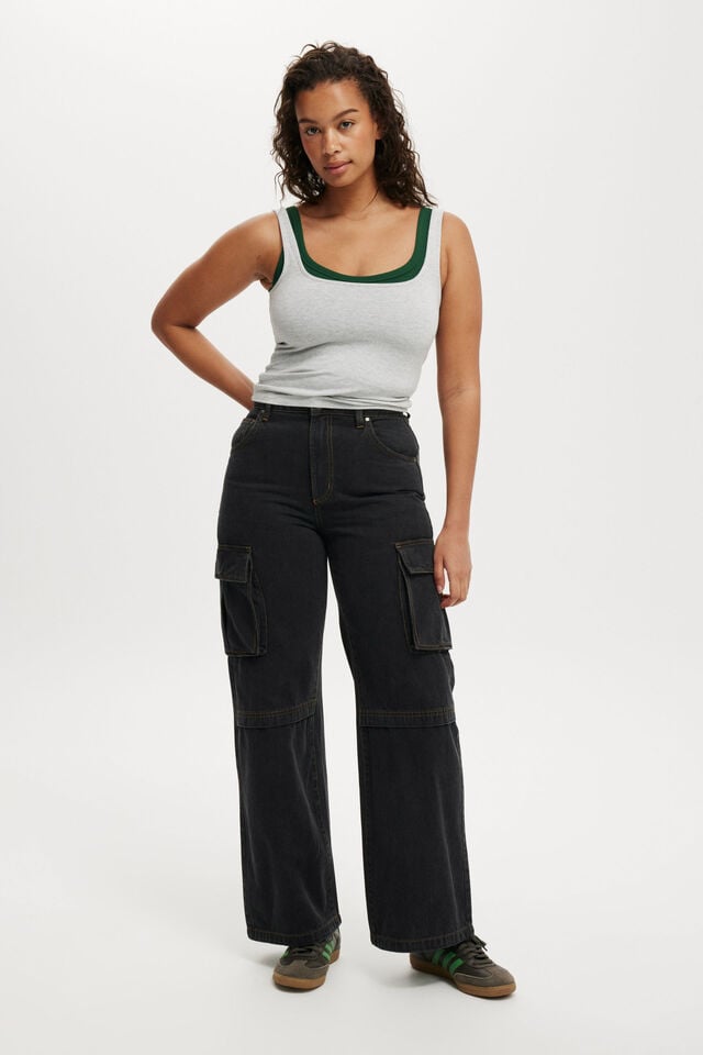 cotton on Curvy Cargo Wide Jean smokey black