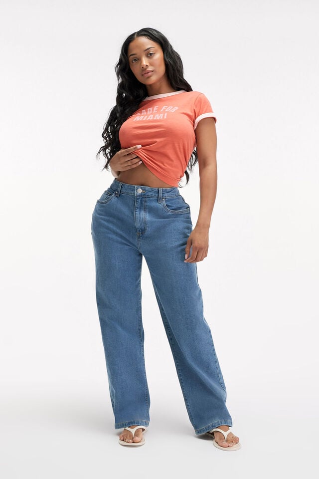 cotton on Curvy Stretch Straight Jean sea blue