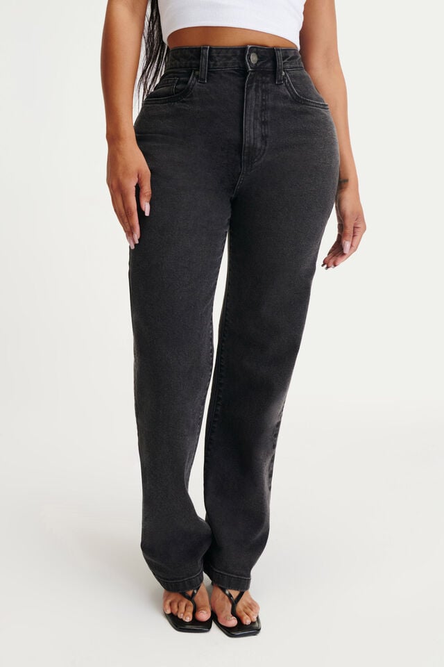 Cotton On Curvy Stretch Straight Jean Slate Black