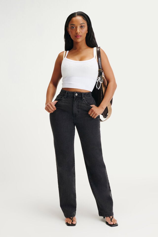 cotton on Curvy Stretch Straight Jean slate black
