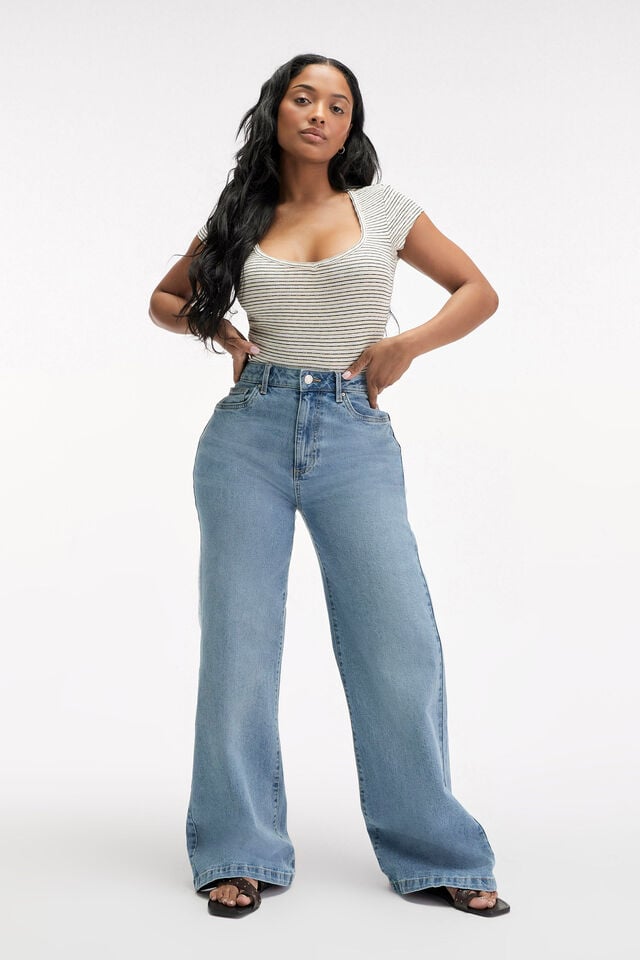 cotton on Curvy Stretch Wide Jean bells blue