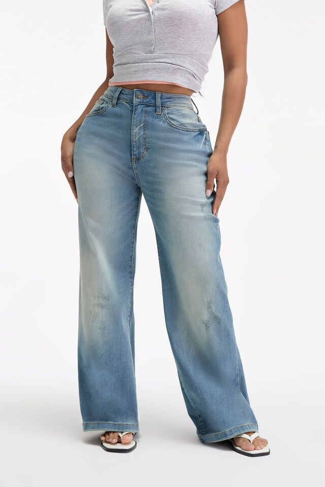 Cotton On Curvy Stretch Wide Jean Delusion Blue