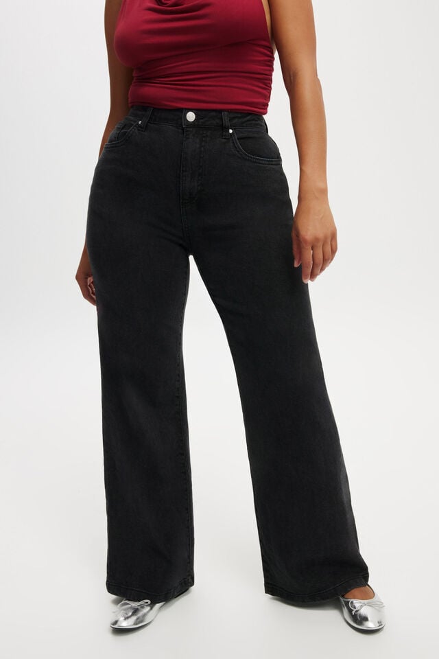 Cotton On Curvy Stretch Wide Jean Graphite Black