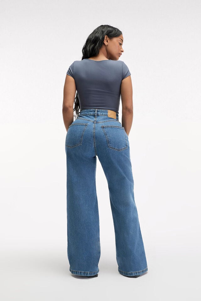 Cotton On Curvy Stretch Wide Jean Sea Blue