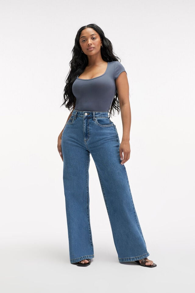 cotton on Curvy Stretch Wide Jean sea blue