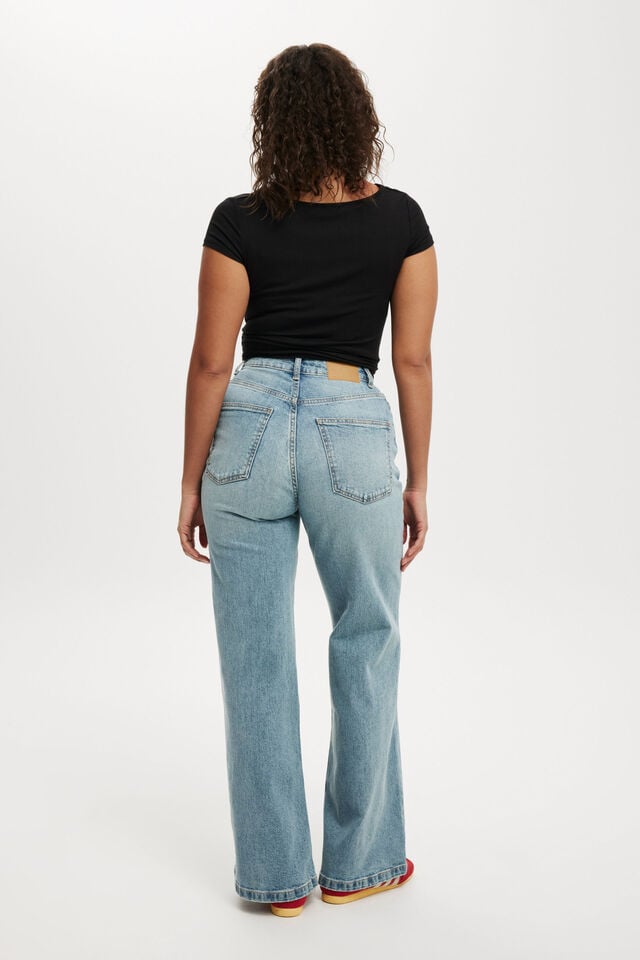 Cotton On Curvy Stretch Wide Jean Stone Blue