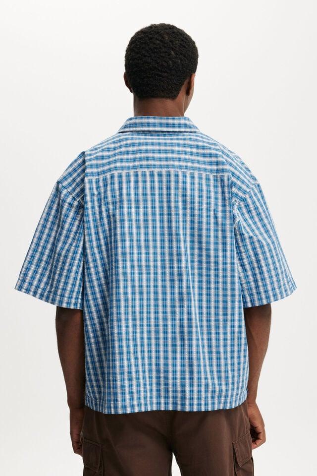 Cotton On Darcy Short Sleeve Shirt Blue Grid Check