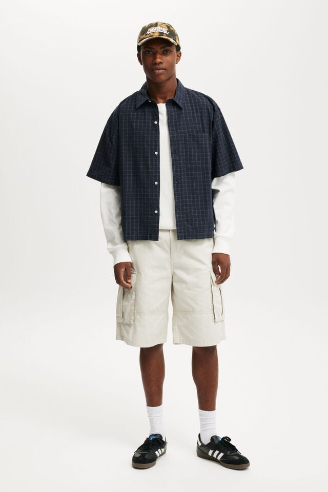 Cotton On Darcy Short Sleeve Shirt Navy Grid Check