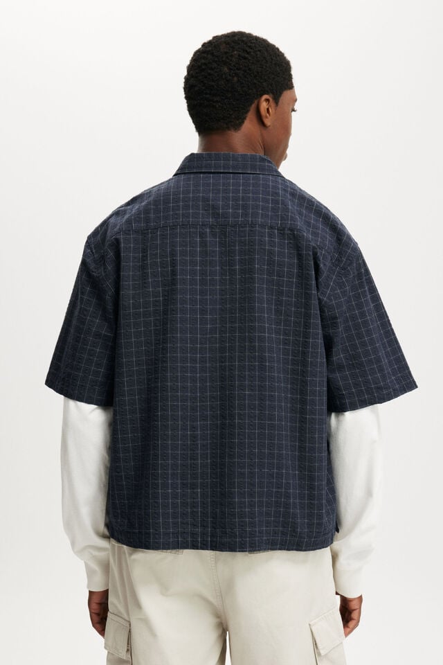 Cotton On Darcy Short Sleeve Shirt Navy Grid Check