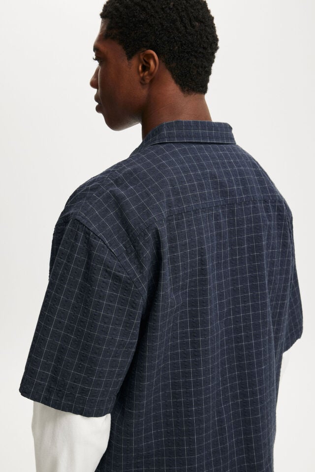 Cotton On Darcy Short Sleeve Shirt Navy Grid Check