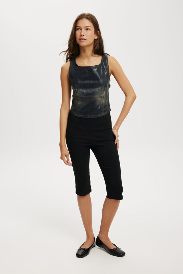 Cotton On Denim Corset Wet Look/ Slate