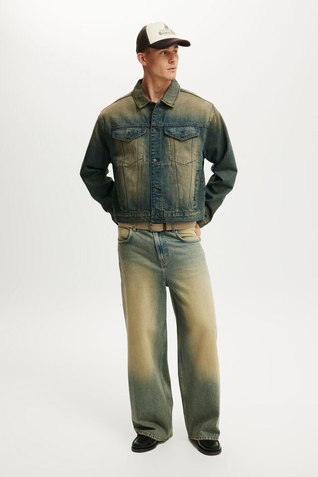 Cotton On Denim Trucker Jacket Y2k Washed Blue