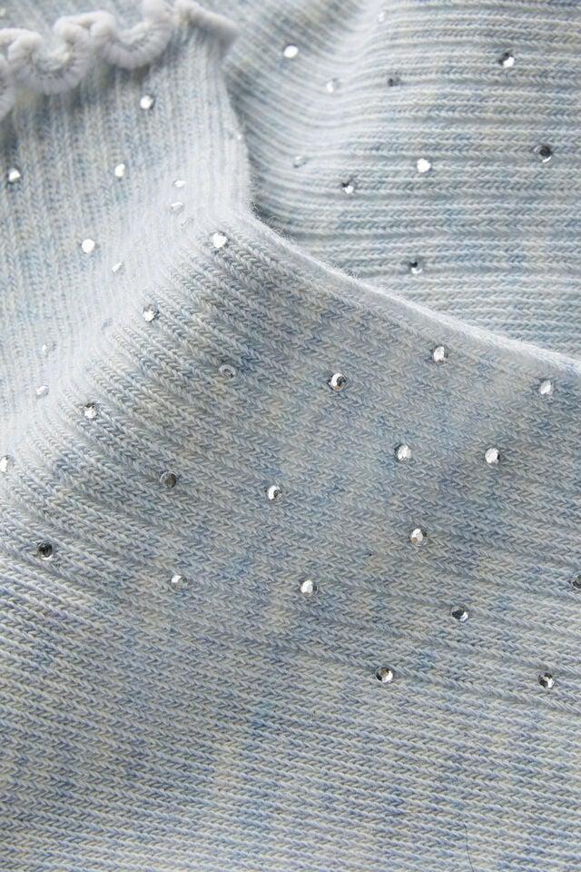 Cotton On Diamante Frill Ankle Sock Blue