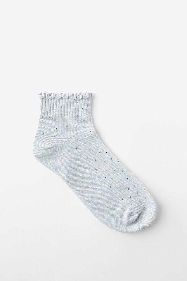 cotton on Diamante Frill Ankle Sock blue